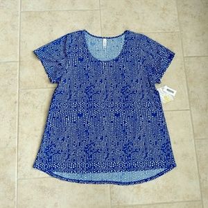 LuLaRoe Classic Tee Short Sleeve Blue & White 3X